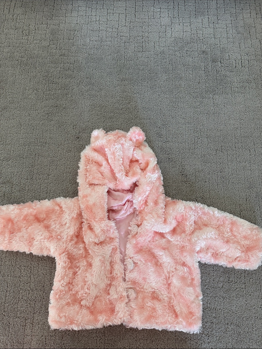 Cach Cach baby Plush Hooded Jacket - Pink with ears